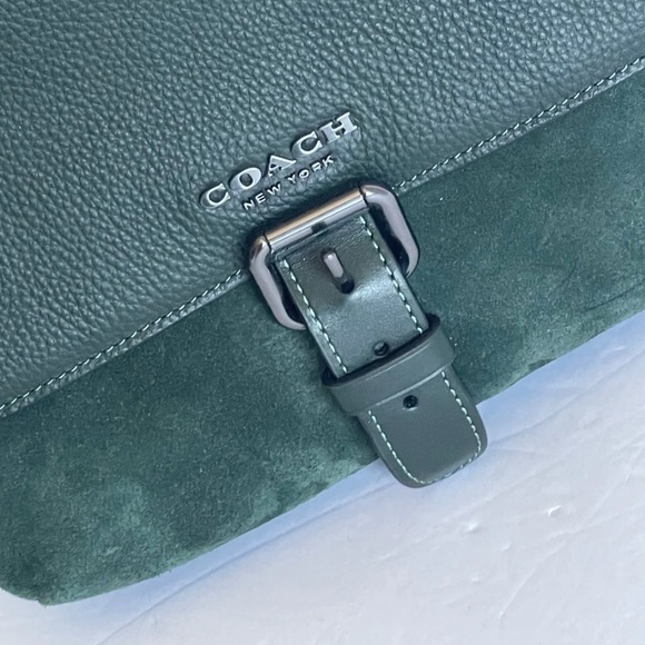 Coach Hudson Messenger Crossbody Leather Suede Shoulder Bag Green - Picture 8 of 8